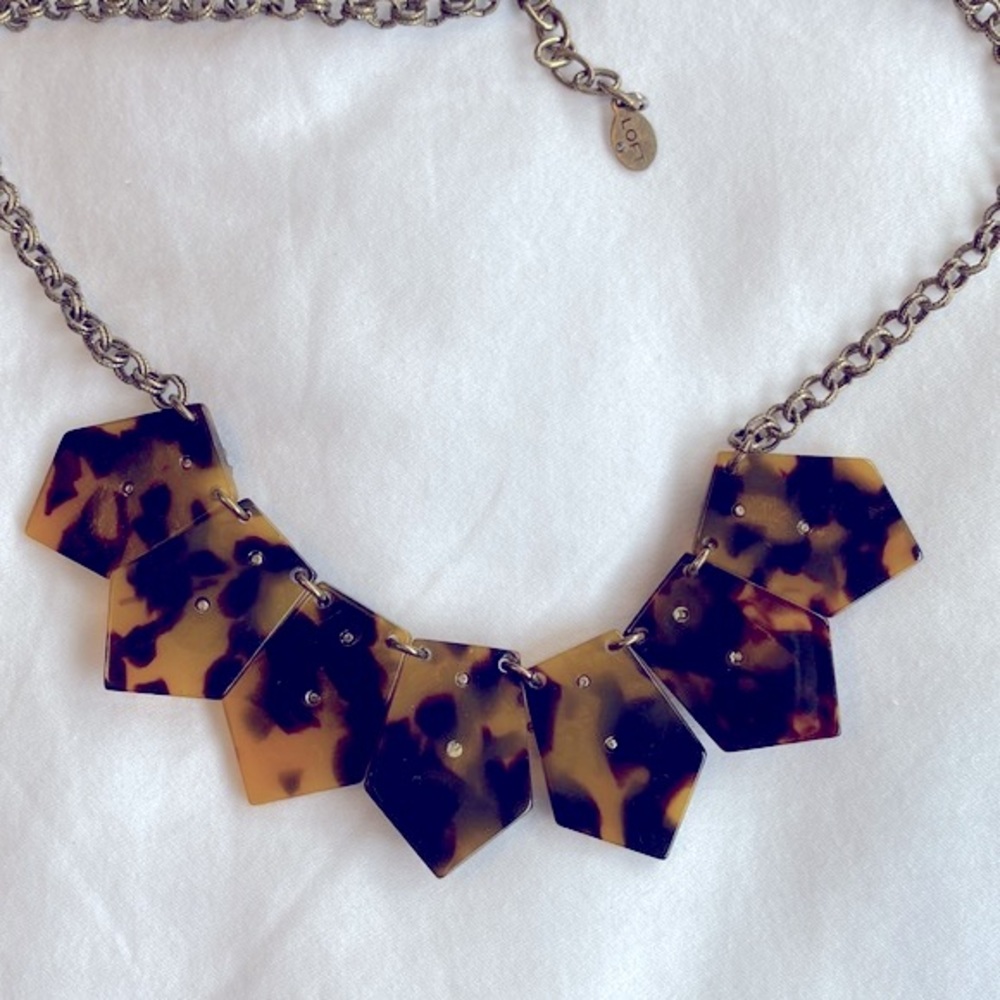 Loft Tortoiseshell Rhinestone Statement Necklace - image 4